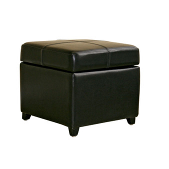 Black Full Leather Storage Cube Ottoman 0380-023-black By Baxton Studio