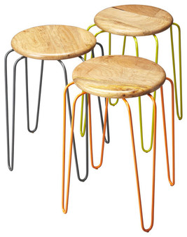 "4270330" Easton Wood & Iron Stackable Stools "Special"