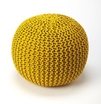 "3689289" Pincushion Yellow Woven Pouffe