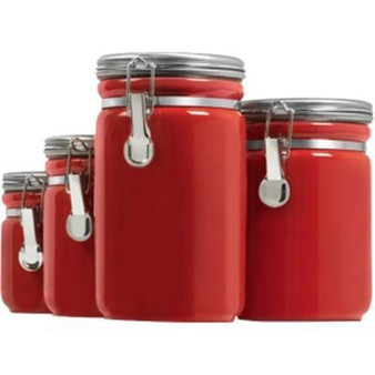 Canister Set Red Ceramic 4Pc "03923RED"