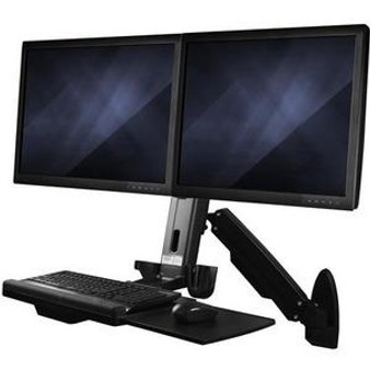 Startech.Com Wall Mounted Sit Stand Desk - For Dual Monitors Up To 24In - Height Adjustable Standing Desk Converter - Ergonomic Desk "WALLSTS2"