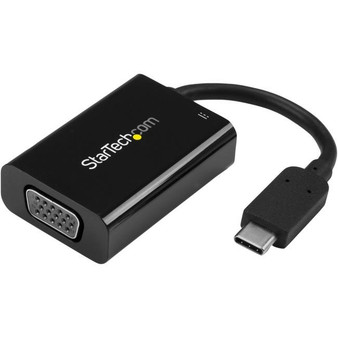 Startech.Com Usb-C To Vga Adapter - 60 W Usb Power Delivery - Usb Type C Adapter For Usb-C Devices Such As Your 2018 Ipad Pro - Black - 1080P - Thunderbolt 3 Compatible - "CDP2VGAUCP"