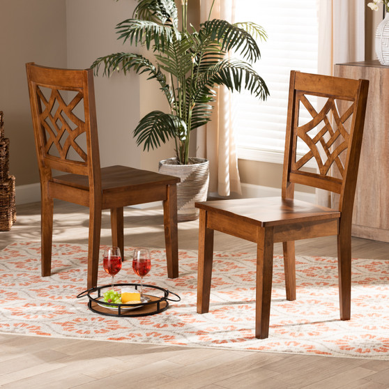 "Anila-Dark Brown/Walnut-5PC Dining Set" Nicolette Modern And Contemporary Walnut Brown Finished Wood 2-Piece Dining Chair Set