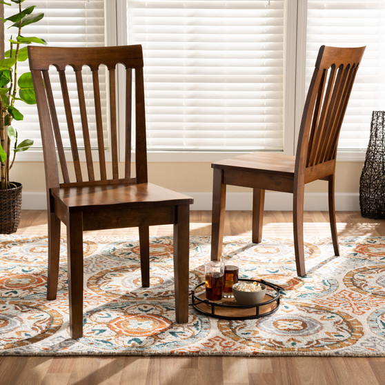 "Richmond-Latte/Walnut-5PC Dining Set" Minette Modern And Contemporary Transitional Walnut Brown Finished Wood 2-Piece Dining Chair Set