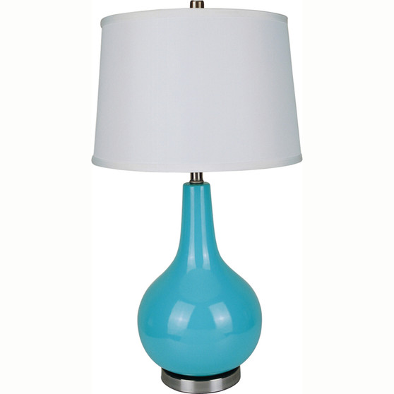 "6202BL" 28" Ceramic Genie Bottle Table Lamp - Teal By Ore International