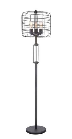"70003F" 63" In Powder Coated Industrial Cage 3 Light Edison Floor Lamp By Ore International