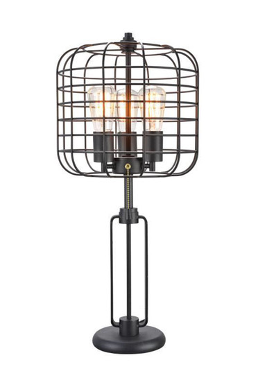 "70003T" 26.5" In Powder Coated Industrial Cage 3 Light Edison Table Lamp By Ore International