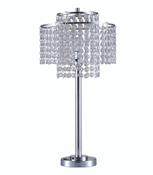 "735CY" 26" In 2 Tier Holly Glam Silver Table Lamp W/ Charging Station And Usb Port By Ore International