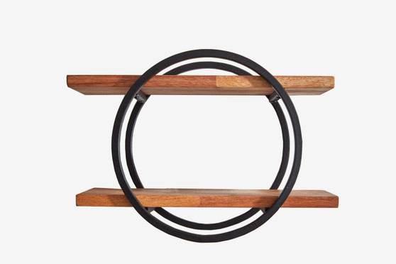 "D8145" 12" In 2 Tier Shelving Mid Century Oval Wood/Metal Wall Display By Ore International