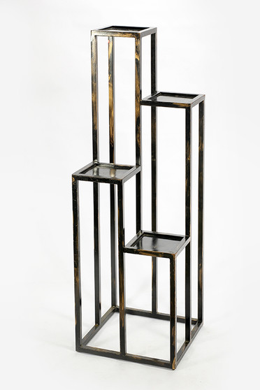 "LB-1713" 47.25" 4 Tier Black/Gold Cast Metal Plant Stand By Ore International