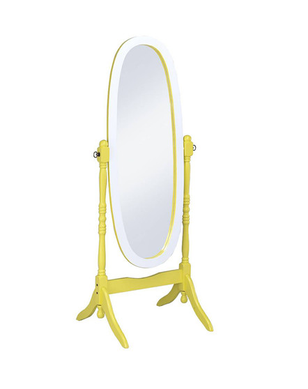 "N4001-YEL/WH" 59.25" In Yellow/White Oval Cheval Standing Nirror By Ore International