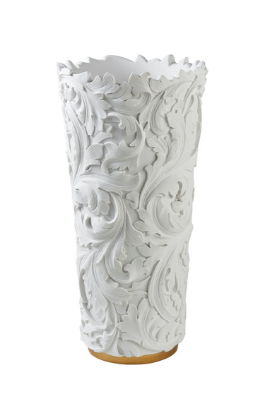 "ORE-4300V" 15.75" In Alba White/Gold Deco Vase By Ore International