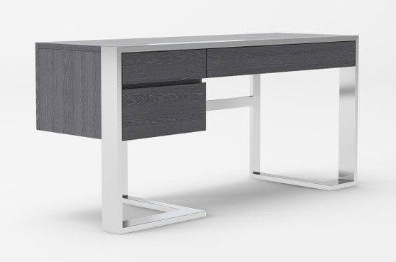 "VGBBBN-2DK-GRY-DESK" VIG Modrest Fauna - Modern Elm Grey & Stainless Steel Desk