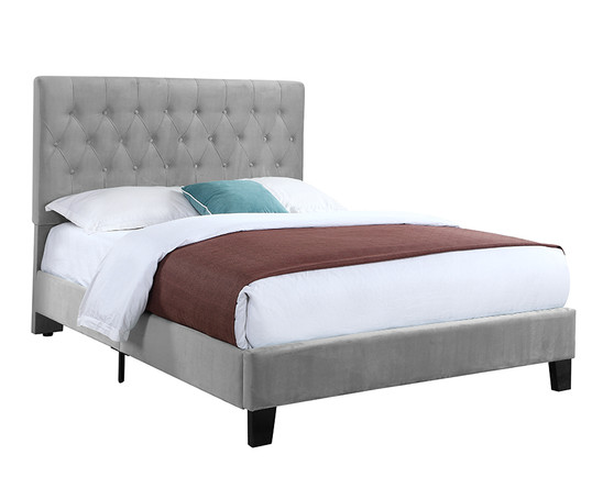 Cal King Upholstered Headboard-Footboard-Rails - Light Grey B128-13HBFBR-03 By Emerald Home