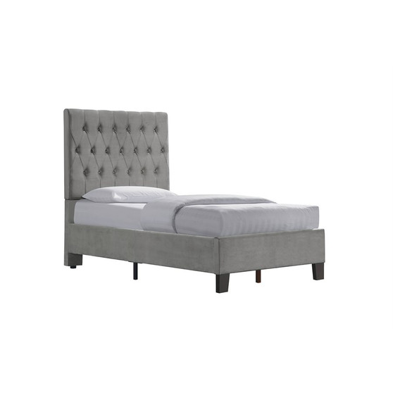 Twin Upholstered Headboard-Footboard-Rails-Light Grey B128-08HBFBR-03 By Emerald Home