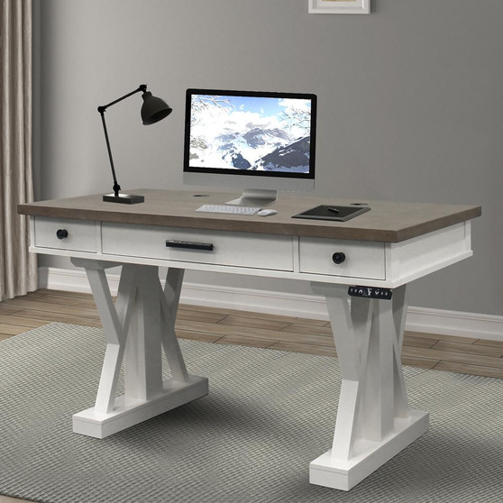 Americana Modern - Cotton 56 In. Power Lift Desk (From 23 In. To 48.5 In.) AME#256-2-COT