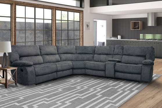 Chapman - Polo 6 Modular Piece Manual Reclining Sectional With Drop Down Table Entertainment Console MCHA-PACKA-POL