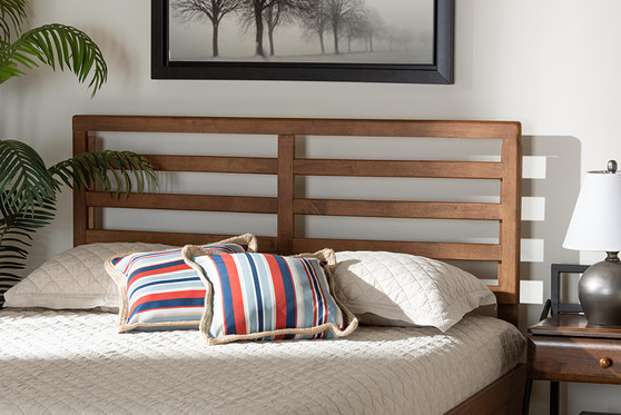 Akemi Modern And Contemporary Ash Walnut Finished Wood Queen Size Headboard 1 By Baxton Studio