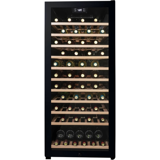 94 Bottle Wine Cooler,Side Mount Pocket Handle,Natural Beechwood Shelves "DWC94L1B"