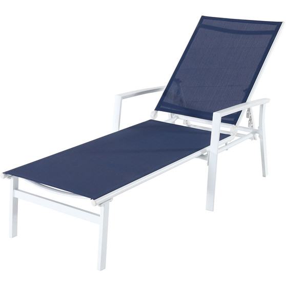 Aluminum Sling Chaise Lounge "HARPCHS-W-NVY"