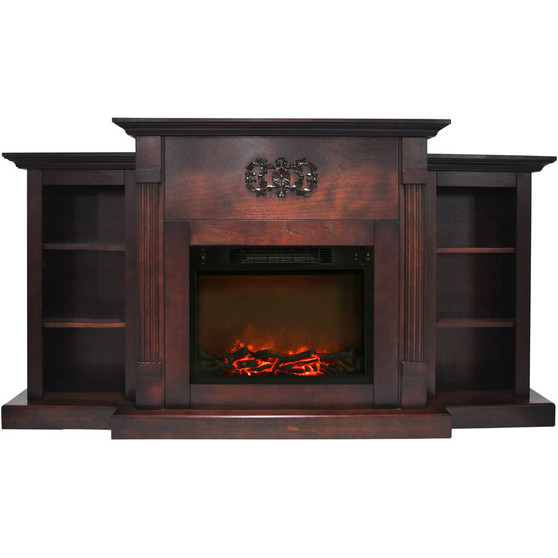 72.3"X15"X33.7" Sanoma Fireplace Mantel With Logs Insert "CAM7233-1MAH"