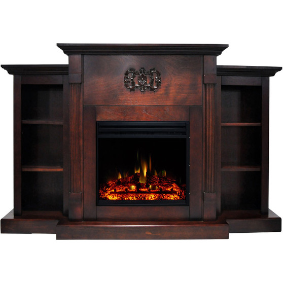 72.3"X15"X33.7" Sanoma Fireplace Mantel With Deep & Enhanced Log Insert "CAM7233-1MAHLG3"
