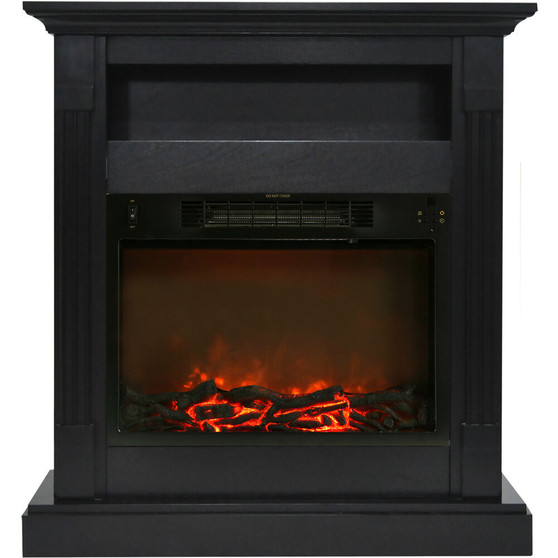 34"X37" Fireplace Mantel With Log Insert - Dark Coffee "CAMBR3437-1COF"