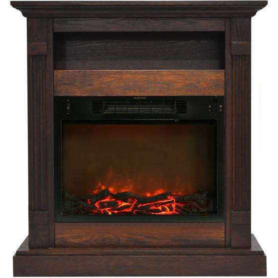 34"X37" Fireplace Mantel With Log Insert - Walnut "CAMBR3437-1WAL"