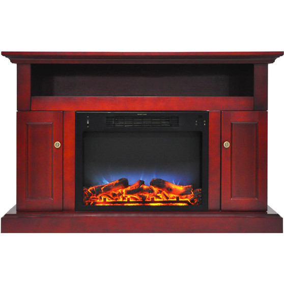 47"X30" Fireplace Mantel With Led Log Insert - Cherry "CAMBR5021-2CHRLED"