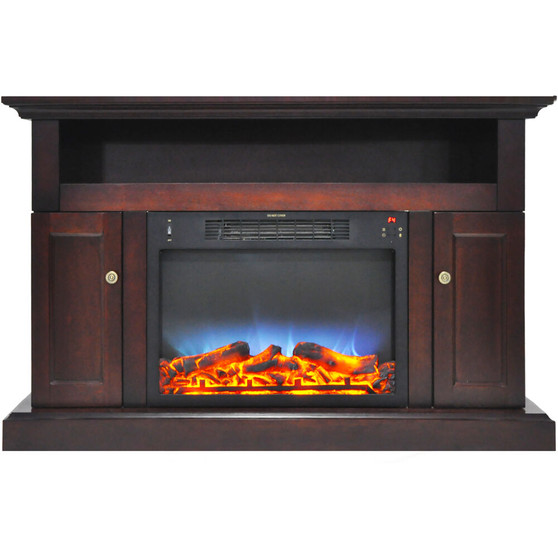47"X30" Fireplace Mantel With Led Log Insert - Mahogany "CAMBR5021-2MAHLED"