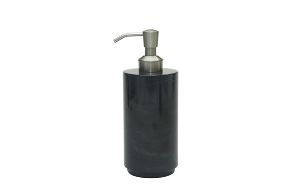 Eris Jet Black Marble Polished Finish Cylindrical Soap Dispenser "BA03-1JB"