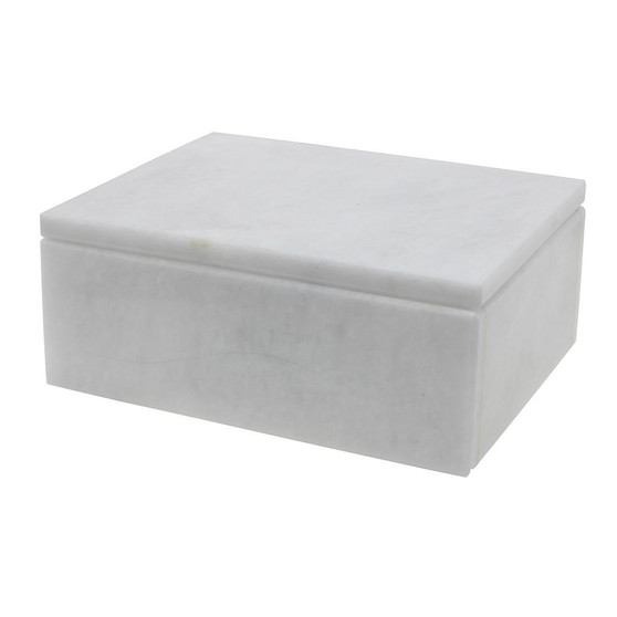 Asteria 5" Pearl White Marble Polished Finish Rectangular Box "BX45-PW"
