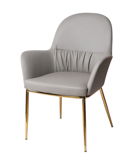 "VGOBTY148-GRY-CH" VIG Modrest Blanton - Modern Grey Leatherette & Gold Accent Chair