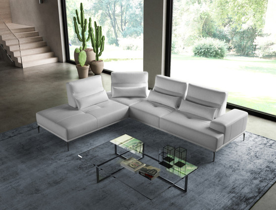 "VGCCSUNSET-LAF-WHT-SECT" VIG Coronelli Collezioni Sunset - Contemporary Italian White Leather Left Facing Sectional Sofa