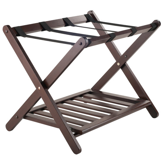 Remy Luggage Rack With Shelf, Cappuccino "40436"