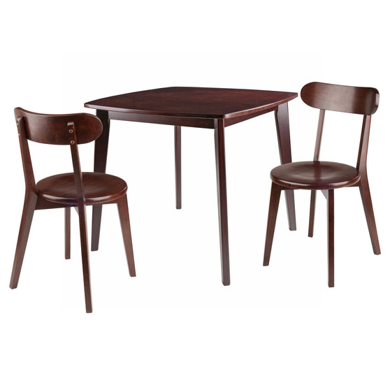 Pauline 3-Piece Set Table With Chairs, Walnut Finish "94333"