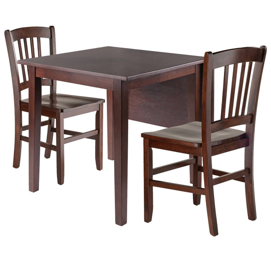 Perrone 3-Piece Dining Set, Drop Leaf Table & 2 Slat Back Chairs "94835"