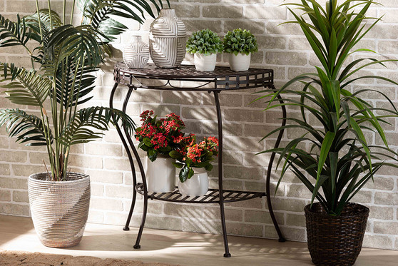 "H01-99057A-Metal Console Table" Baxton Studio Laraine Modern And Contemporary Black Metal Outdoor Console Table