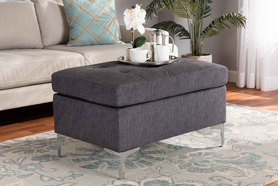 "R76032-Grey-Otto" Baxton Studio Riley Modern and Contemporary Grey Fabric Upholstered Ottoman