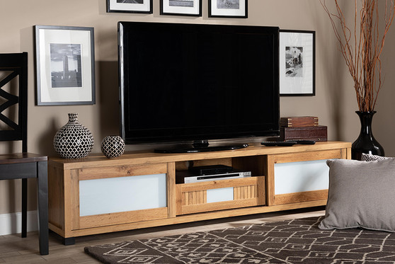 "TV834128-Wotan Oak" Baxton Studio Gerhardine Modern and Contemporary Oak Brown Finished Wood 1-Drawer TV Stand