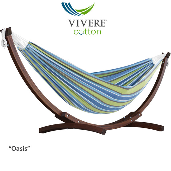 "C8SPCT-24" Cotton Hammock with Solid Pine Stand (8ft) - Oasis