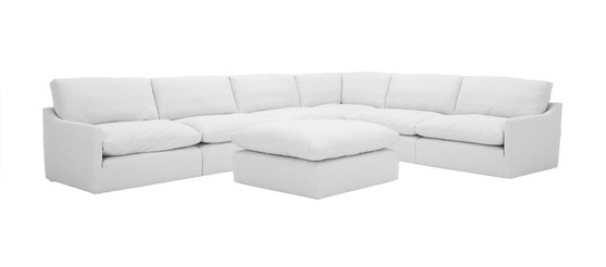 "VGKNK8608-SNOWWHT-SET" VIG Divani Casa Lennon - Transitional White Fabric Sectional Sofa Set