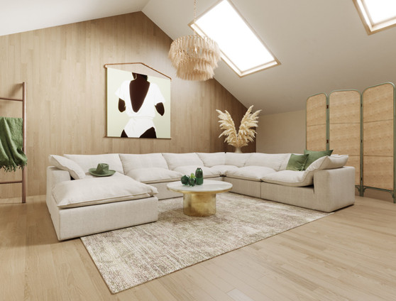 "VGKKKF2651-6-USHP-GRY-SECT" VIG Divani Casa Garman - Modern Light Grey U Shaped Sectional Sofa
