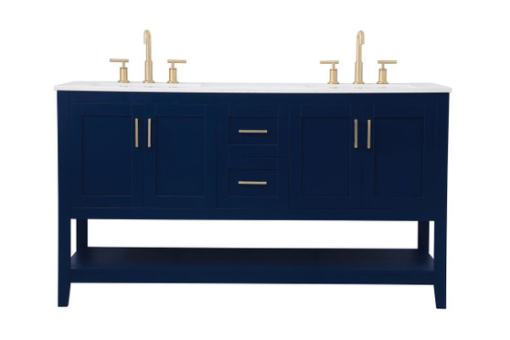 60 Inch Double Bathroom Vanity In Blue "VF16060DBL"