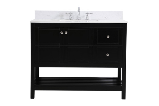 42 Inch Single Bathroom Vanity In Black With Backsplash "VF16442BK-BS"