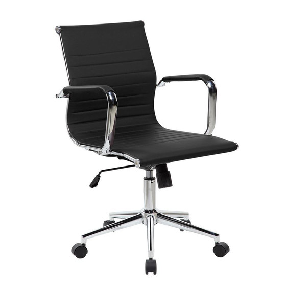 "RTA-4602-BK" Techni Mobili Modern Executive Chrome Chair Black