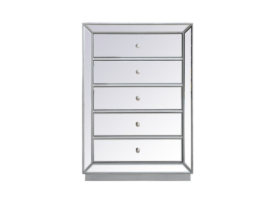 34 Inch Mirrored Chest In Antique Silver "MF53026S"