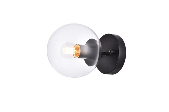 Mimi Six Inch Dual Flush Mount And Bath Sconce In Black With Clear Glass "LD2450BK"