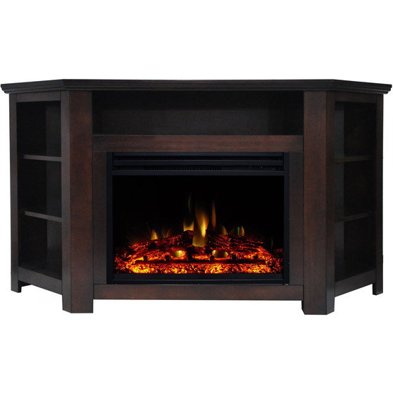 56"x15.4"x30.4" Stratford Fireplace Mantel w/Deep & Enhanced Log Insert "CAM5630-1MAHLG3"