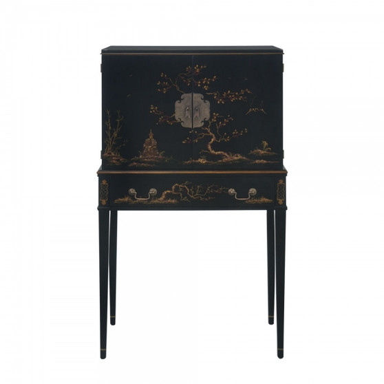 Chinoiserie Silver Cabinet Ebn "33937EBN"